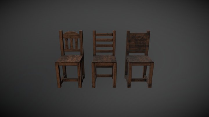 Chairs Low Poly 3D Model