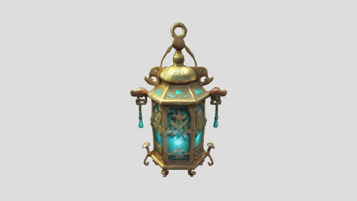 Ancient Magical Lantern | Glowing Teal Fantasy 3D Model