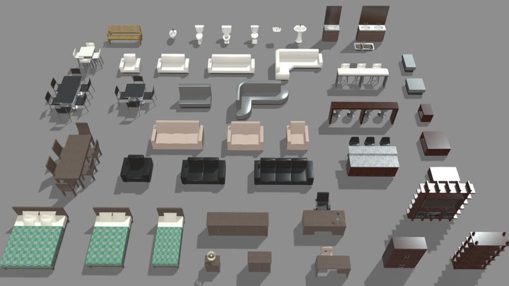Low Poly Furniture / Household Assets 3D Model