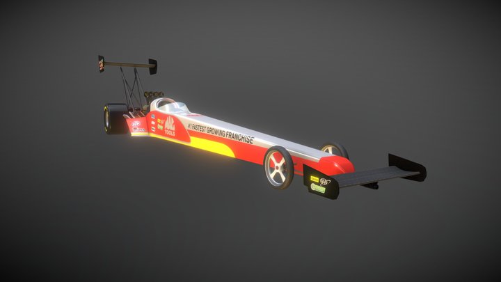 Low Poly Top Fuel Dragster 3D Model