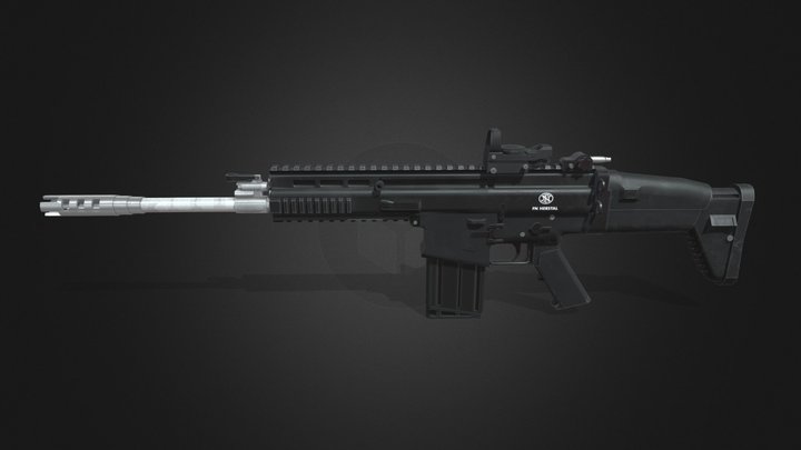 FN HERSTAL SCAR Gun (Game Ready Assset) 3D Model