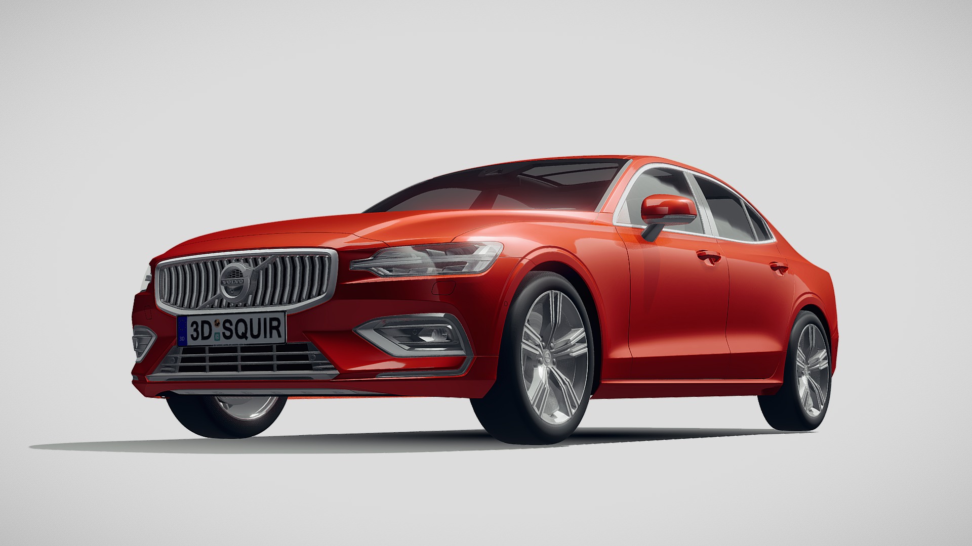 3D model Volvo S60 2019 - This is a 3D model of the Volvo S60 2019. The 3D model is about a red car with a white background.