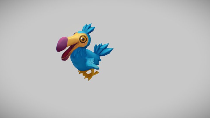 Stylized low poly hand-painted dodo 3D Model
