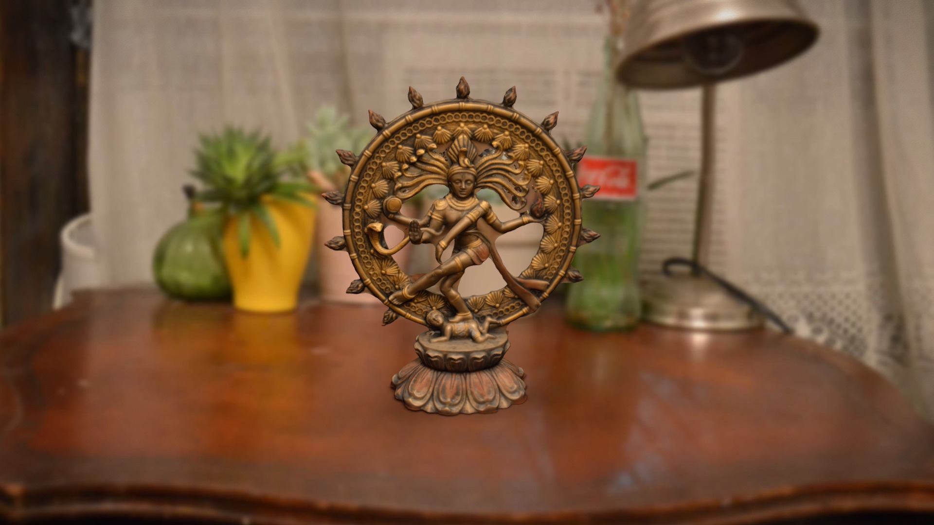 3D model Dancing Shiva statue - This is a 3D model of the Dancing Shiva statue. The 3D model is about a metal object with a design on it.