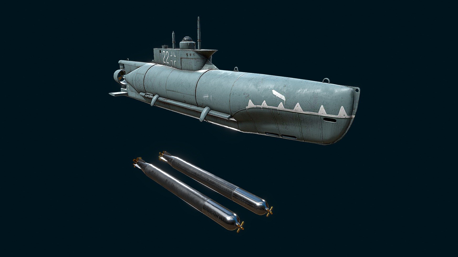 U-Boat Type XXVIIB Seehund - 3D model