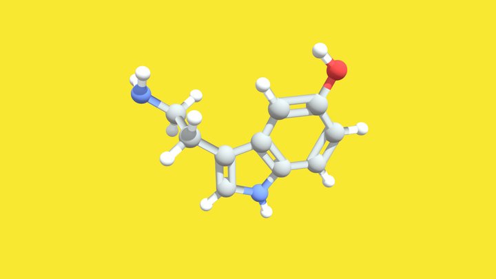 Serotonin Hormone Molecule 3D Model