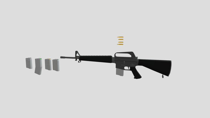 lowpoly M16 A1 3D Model