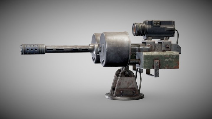 Shotgun turret post-apocalypse weapon da1 3D Model