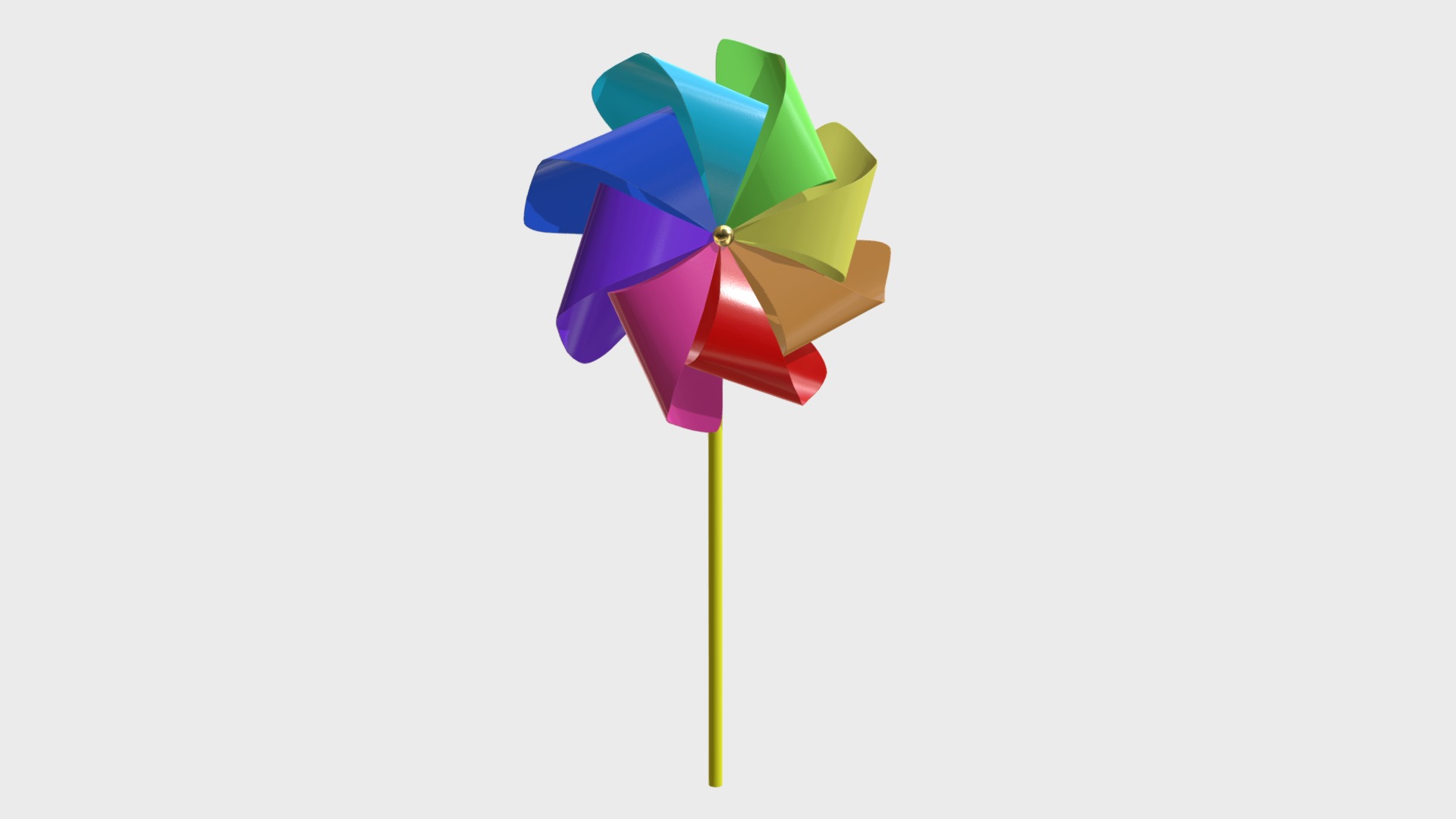 3D model Pinwheel - This is a 3D model of the Pinwheel. The 3D model is about a colorful pinwheel on a stick.