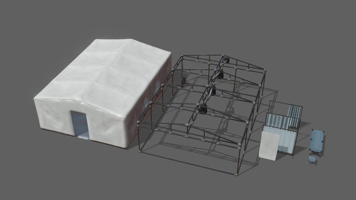 Medical Tent Lowpoly Game Asset 3D Model