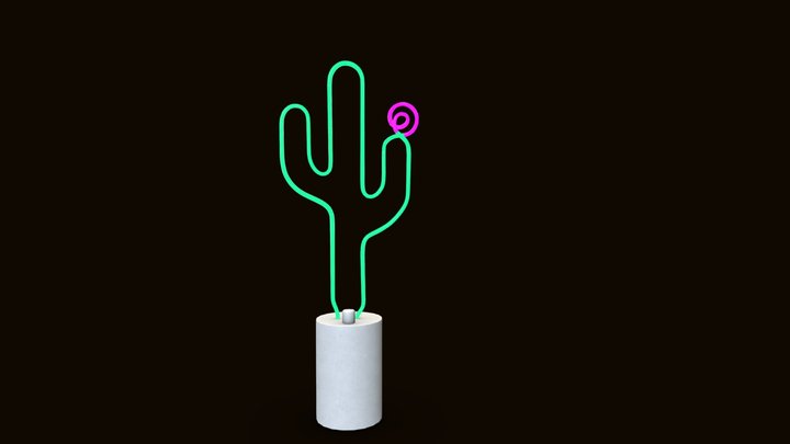 Neon Cactus Lamp 3D Model