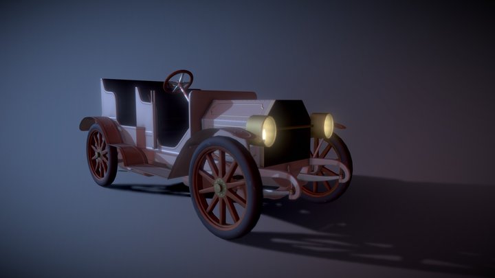 Vintage Car Low Poly 3D Model