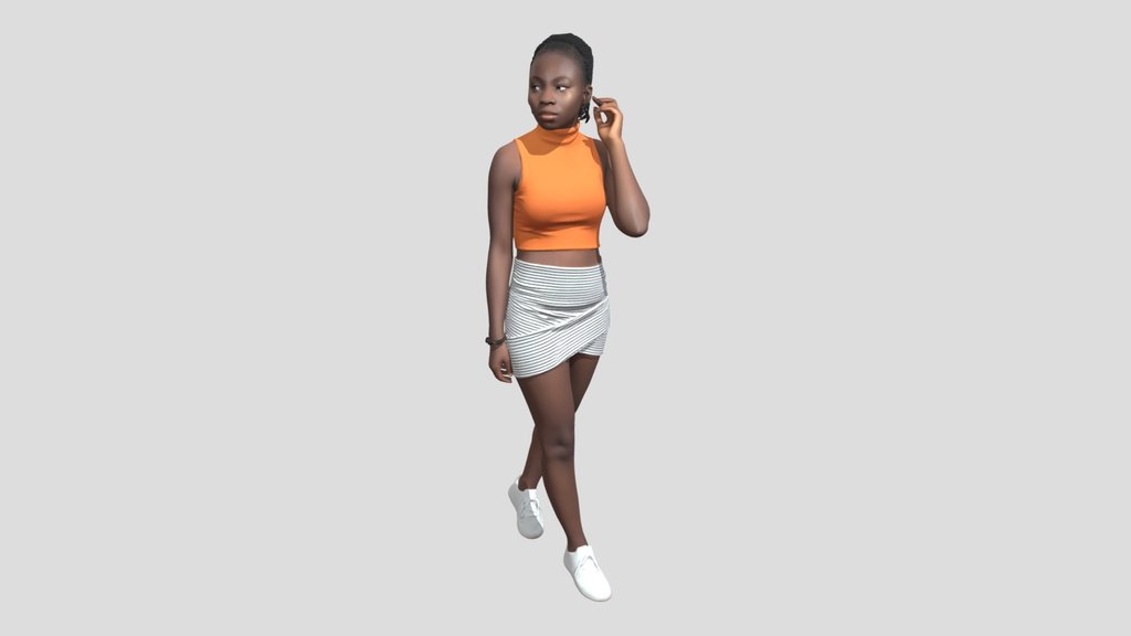 Orange Crop Top and Striped Wrap Skirt