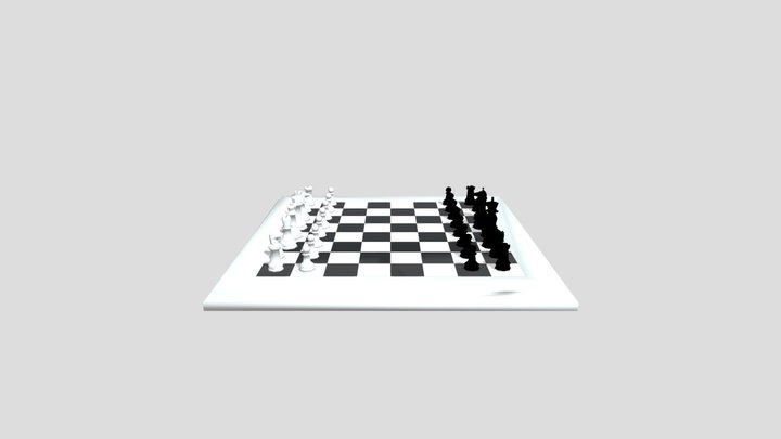 Chess Board with pieces 3D Model