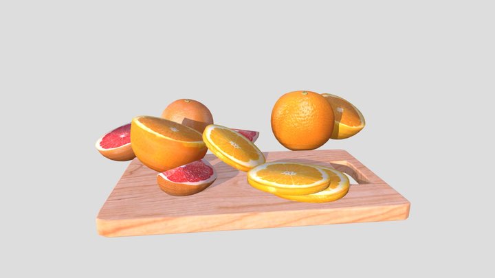fruit on a cutting board 3D Model