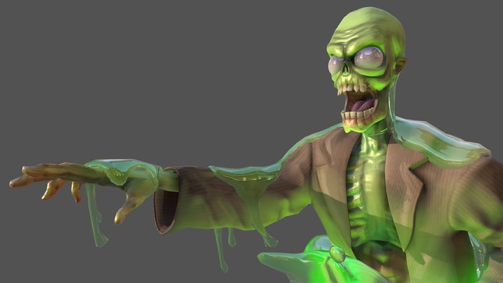 NEW! - Toxic Zombie in a Barrel 3D Model