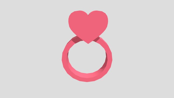 Simple Heart Ring 3D Model