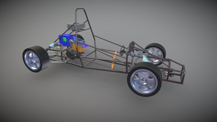 Raceauto met buizenframe 3D Model