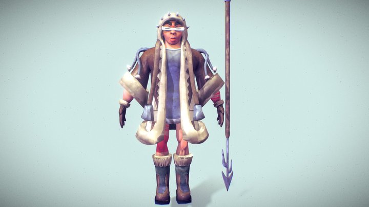 3D model Ice Fishing Eskimo Figure VR / AR / low-poly