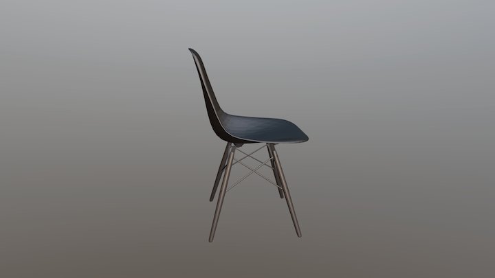Eames-Style Dining Room Wooden Legs Chairs 3D Model