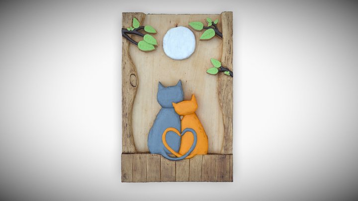 Cats staring at the Moon 3D Model