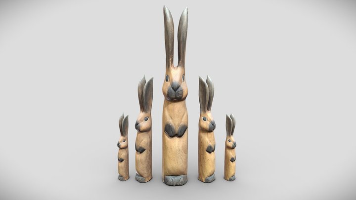Wooden Bunny 3D Model