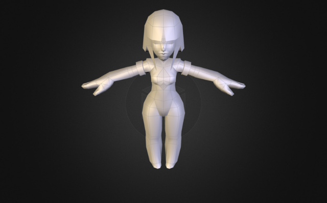Stylized Low-poly girl 3D Model