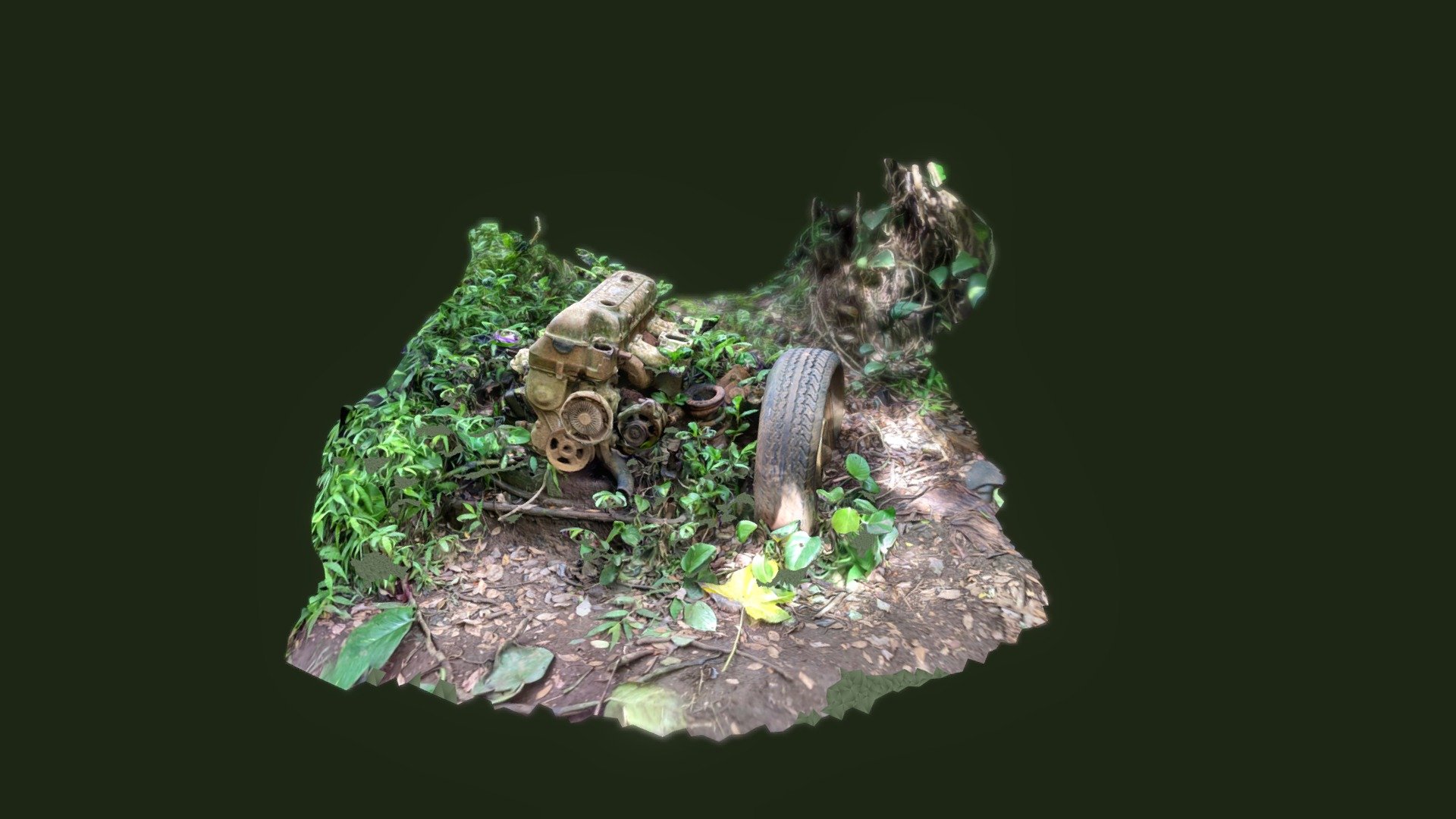 Abandoned engine block near Ho'opi'i Falls
