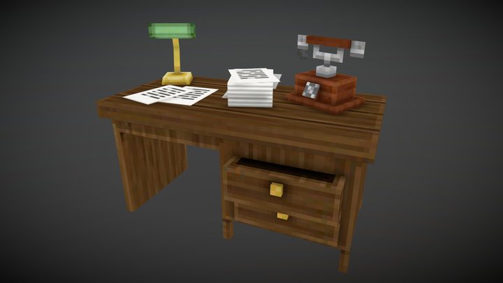Wooden pixel desk 3D Model