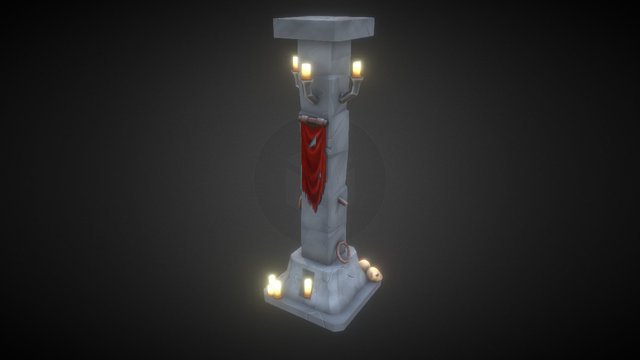Hand-painted Pillar 3D Model