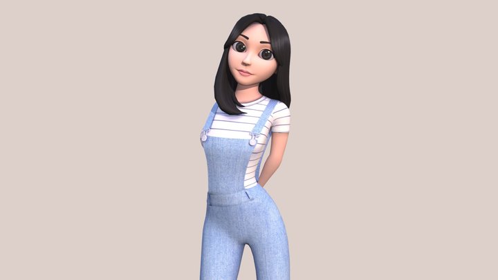 Cute Girl Character 3D Model