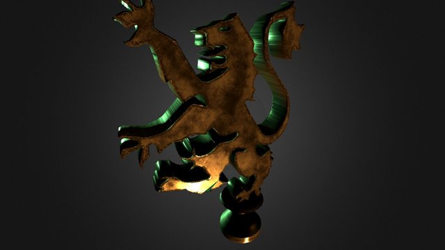 Rampant Lion hood ornament 3D Model