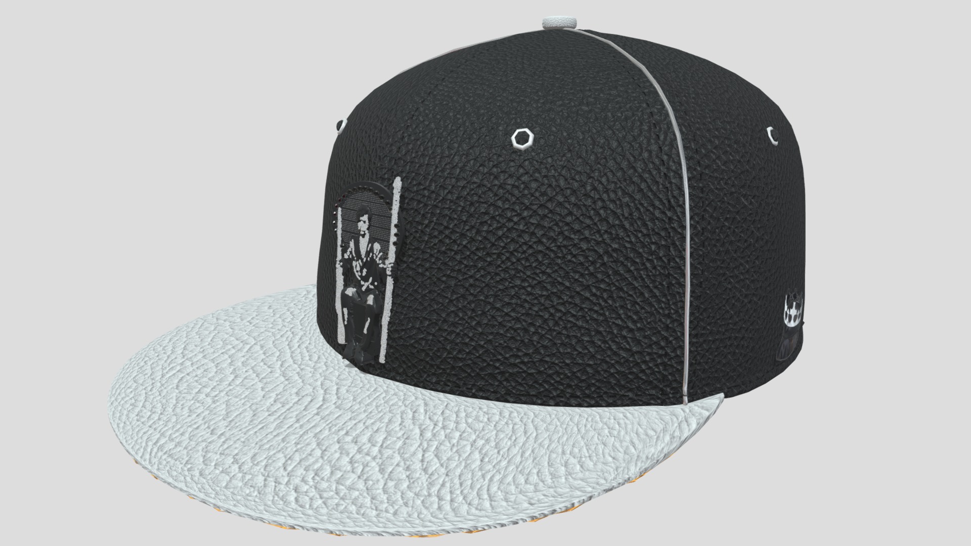 3D model leather hat - This is a 3D model of the leather hat. The 3D model is about a black hat with a white background.