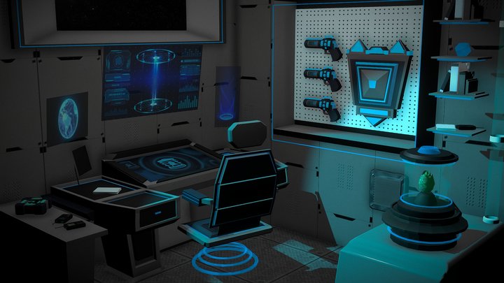sci-fi research room 3D Model