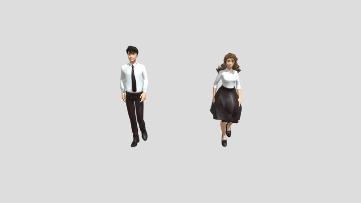 Man Woman Walk 3D Model