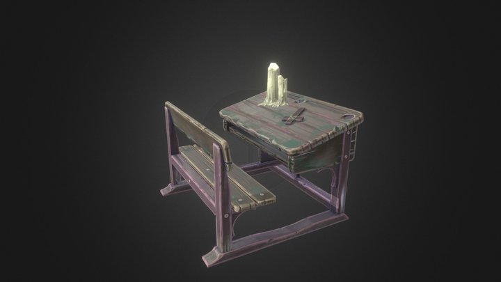 Stylized School Desk 3D Model