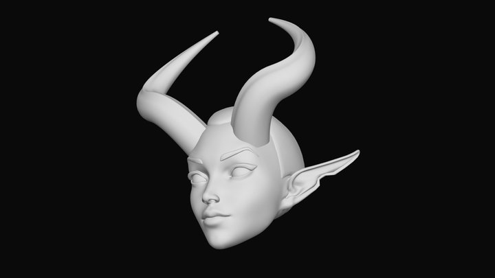 Woman head - Sasha (tiefling) 3D Model