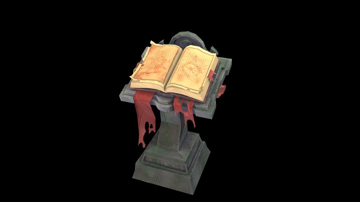 Stylized Ancient Book Stand 3D Model