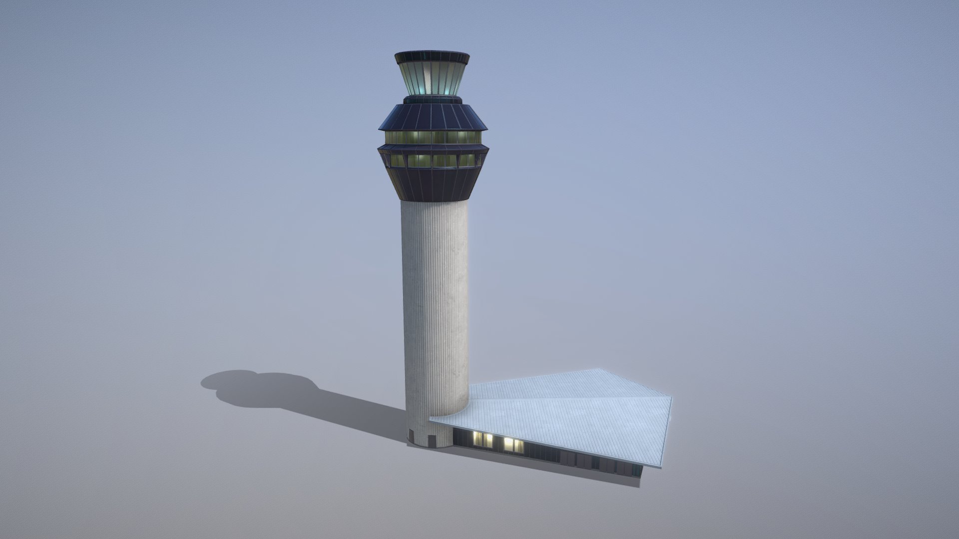 3D model Airport Control Tower EGCC - This is a 3D model of the Airport Control Tower EGCC. The 3D model is about a tall tower with a light on top.