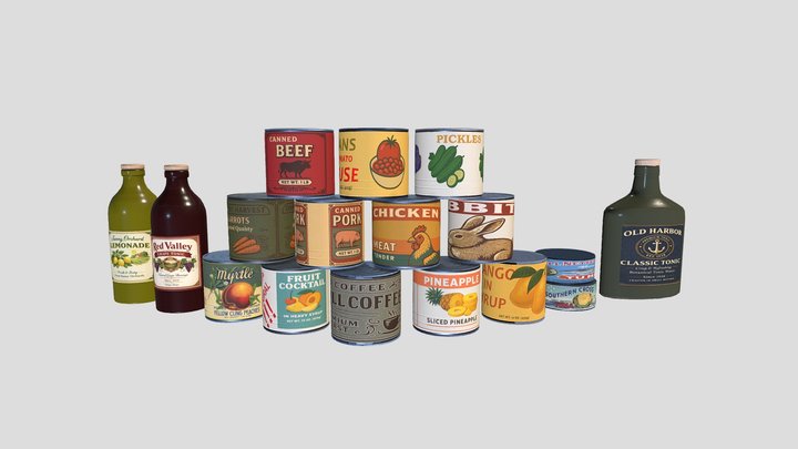 Canned Food & Beverage Props Pack 3D Model