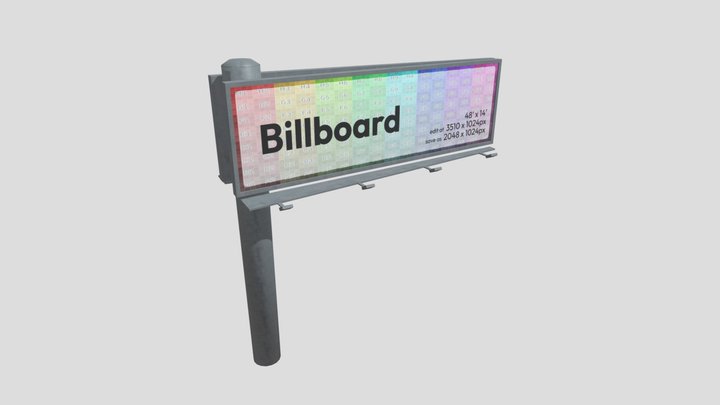 Low Poly Billboard Sign - Overhang 3D Model