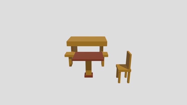 Bench and Chairs 3D Model