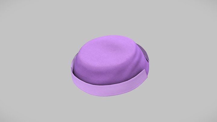 Female Purple Vintage Pillbox Hat 3D Model