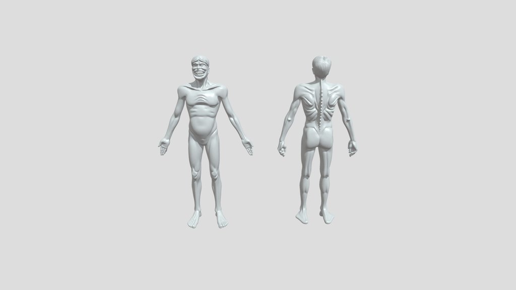 Emaciated humanoid character reference sheet