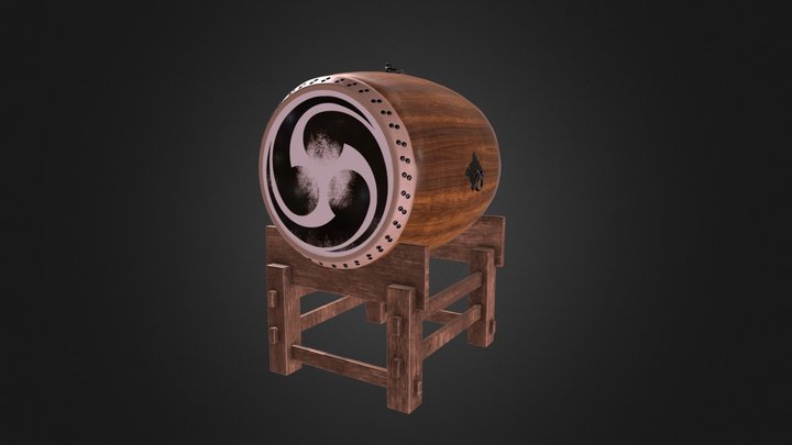 Japanese Large Taiko Drum 3D Model
