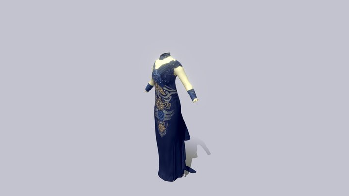 Indonesian Traditional Blue Dress 3D Model