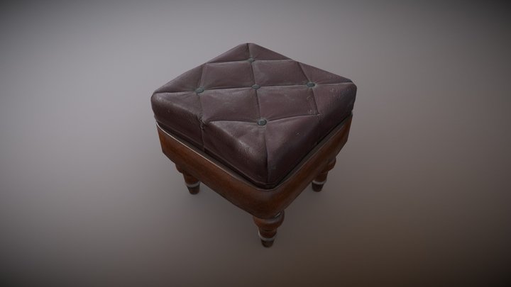 Chesterfield Style Foot Stool 3D Model