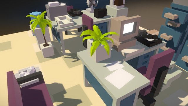 Modular Low Poly Office 3D Model