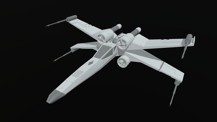 X- Wing Low Poly 3D Model