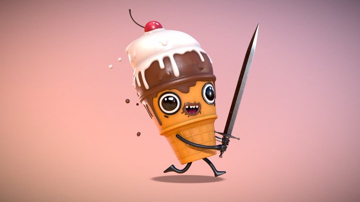 Ice cream with a sword 3D Model